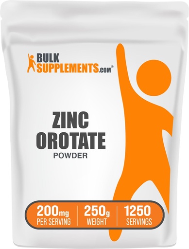 [BRSWGYDYOEIQGGQV] BulkSupplements.com Zinc Orotate Powder - Zinc Minerals Supplement, for Immune Support - Gluten Free, 200mg per Serving, 250g (8.8 oz) (Pack of 1)