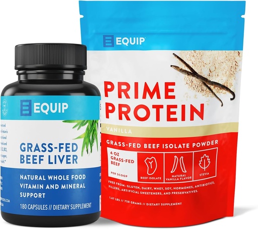 [BRSROBQEBUCAO334] Equip Foods Grass-Fed Beef Liver Capsules & Prime Protein Powder Vanilla