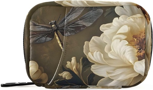 [BRSRAAITB4FGYGYZ] Floral Dragonfly Pill Case Box for Rejser, Ugentlig Portable Pill Organizer Supplement Holder