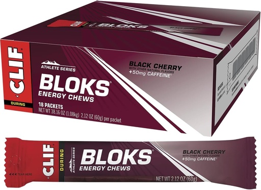 [BRSWIYDYAIGAY3A5] Clif Shot Bloks, Black Cherry, 2.12 oz (Pack of 18)