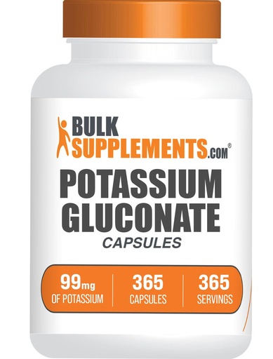 [BRSRMAALCNYQOFI2] BulkSupplements.com Potassium Gluconate Capsules - Potassium Gluconate Supplement, Potassium Gluconate 99mg, Potassium Supplement - Gluten Free, 1 Capsule per Serving, 365 Capsules (Pack of 1)
