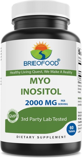 [BRSROCA2OUBG23DP] Brieofood Myo Inositol 2000 mg per Serving - 60 Tablets - 3rd Party Lab Tested