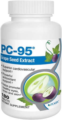[BRSWIZA4BUOAAYLC] Roex Vitamins | PC-95 Grape Seed Extract | Dietary Supplements | Stress Relief | Healthy Eyes | Healthy Brain | Healthy Skin | Cardiovascular Support | 180 Count