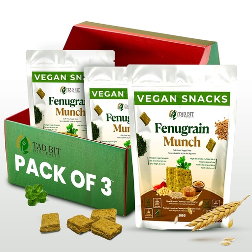 [BRSRA232OUOWKGTG] Tad Bit's Fenugrain Munch | Premium Indian Handmade Salty Vegan Snacks Crackers | Plant Based Vegan Healthy Snacks for Adults and Kids | Dairy Free, Sugar Free Snacks | Low Calorie Whole Wheat Digestive Biscuits (3 Pack, 600, Gram)