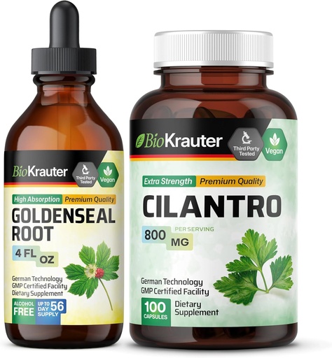 [BRSRAGI5AEOQEGTV] BIO KRAUTER Goldenseal Tincture 4 Fl. Oz. & Cilantro 100 Capsules