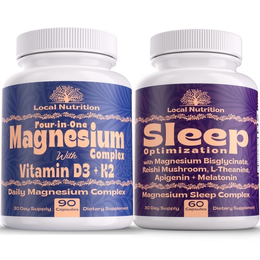 [BRSRA2T3AEGRAC3K] Natural Sleep Aid Magnesium Complex Bundle - Premium Sleep Support Supplement and Magnesium Supplement - One Month Supply, Made in The USA