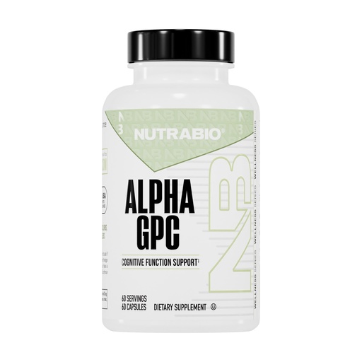 [BRSWGHABCADR6CLK] NutraBio Alpha GPC, Brain Support & Improved Memory Function, 300mg - 60 Vegetable Capsules