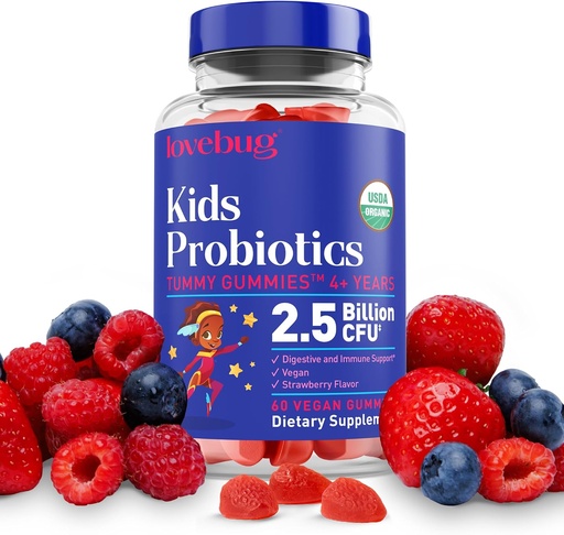 [BRSW2ELQO4PRUFDZ] LOVEBUG Kids Probiotic Gummies – 아이를 위한 유기 Chewable Probiotics Aged 4+, Gut Health, Constipation, Digestive & Immune Support, Vegan, 60 Chews, Strawberry를 위한 Soil 근거한 아이들의 Probiotics