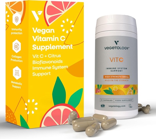 [BRSROFL3OUDW23TL] Vegan Vitamin C Supplements — VIT C + Citrus Bioflavonoids — Vitamins and Health Supplements — Daily Supplements (60 Capsules) — Vitamin C 500mg Capsules — Antioxidants Supplement