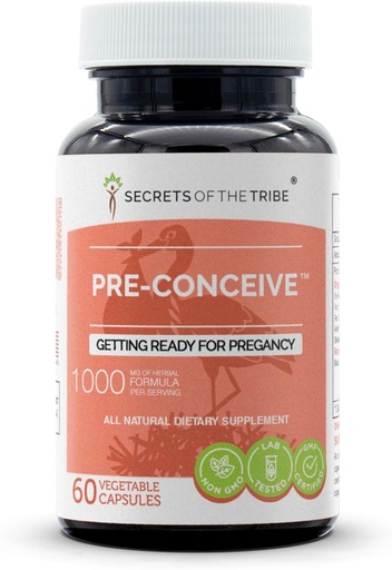 [BRSWGEIFBYORO3LA] Secrets of the Tribe Pre-Conceive, 60 Capsules, 1000 mg, Vitex, Red Raspberry, Black Cohosh, Red Clover, White Peony, Shatavari. Getting Ready for Pregancy 60 Capsules
