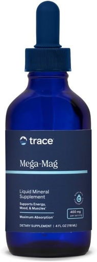 [BRSWIYQAOIARUHDA] Trace Minerals Mega-Mag - 활력 및 에너지 지원을위한 액체 마그네슘 보충 - 근육, 뼈 및 신경 건강 - 천연 일일 드롭 - Non-GMO, Vegan & 글루텐 - 무료 4 fl oz (30 서빙)