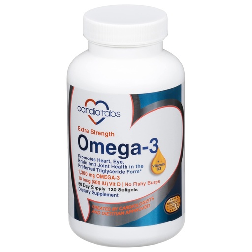 [BRSWKHQQAJ4BM235] Omega-3 Extra Strength + Vitamin D3, Triglyceride Form, 1300 mg Omega-3, 600 DHA / 600 EPA, with 600 IU Vitamin D3
