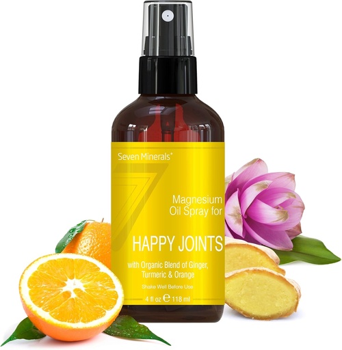 [BRSWGYLYPIORGF3V] Zeven mineralen, Magnesium Happy Joints Spray - krachtige USA Made Magnesium Oil Blend with Essential Oils (Turkuma, Gember en Oranje) - Gratis Ebook Inbegrepen (4 fl oz)
