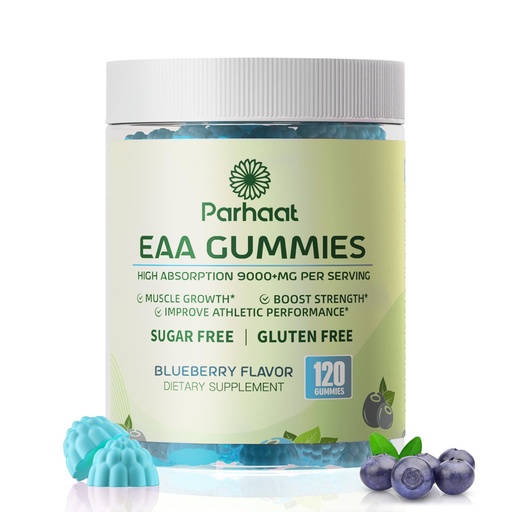 [BRSRAHALOQDR43L6] EAA Gummies 120 Gummies (Blueberry), 9000 mg Essential Amino Acids - All 9 Essential Aminos (EAA) and All Branched-Chain Aminos (BCAAs), Non-GMO, Gluten Free, Vegetarian Friendly