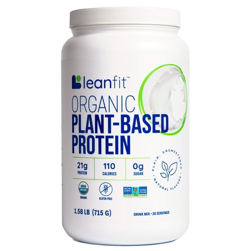 [BRSRAZYNBYGWCADV] LeanFit Organic Plant-Based Protein, Unflavored, 21g Vegan Protein, 26 Servings, 1.58 Pound (715g) Tub, Low Calorie, Soy-Free, Gluten-Free, Lactose Free, Sugar-Free, Non-GMO