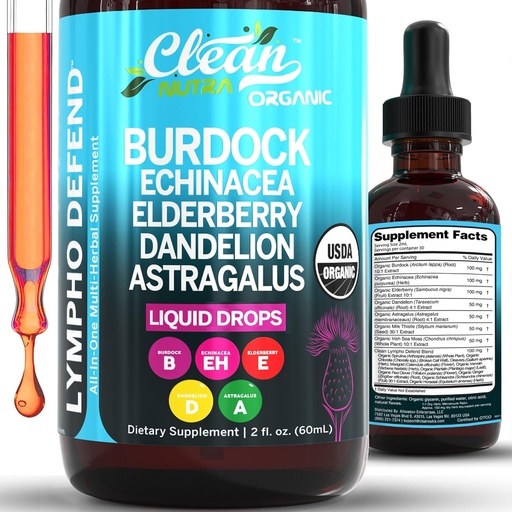 [BRSRAGL5AEHQEHYZ] Drenagem Linfática Orgânica Suplemento de Suporte Linfático Drops □ Burdock Root Echinacea Elderberry Dandelion Astragalus Milk Thistle Sea Moss Red Clover Cleanse Marigold Drop by Clean Nutra