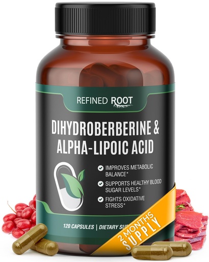 [BRSRAFD5BMHWGGQY] Refined Root Dihydroberberine 300mg with Alpha Lipoic Acid 600mg Supplement - Extra Strength Berberine Supplement with Alpha-Lipoic Acid (ALA) - Advanced Dihydroberberine for Optimal Health