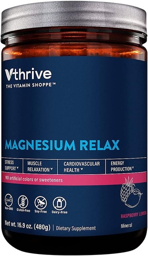 [BRSWYGI5ORYBMYD7] Magnesium Relax Powder - Soportes Stress & Muscle Relaxation - Raspberry Lemon (16.9 oz. / 100 Servings)