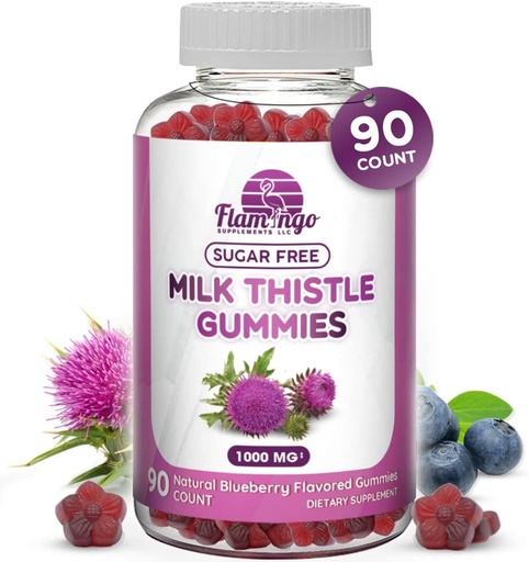 [BRSRMGQRBMNGG2AZ] Milk Thistle Gummies- Naturally Flavored, Sugar-Free Milk Thistle 1000mg Extract – Liver Detox, Support, Renew Cleanse. Delicioso Alternativa a las cápsulas de carga de leche, potencia o té - 90 Cuenta