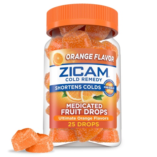 [BRSWGHABOYOQMD3U] Zicam Cold Remedy Zinc Medicated Fruit Drops, Ultimate Orange, 25 Count (Pack of 1)