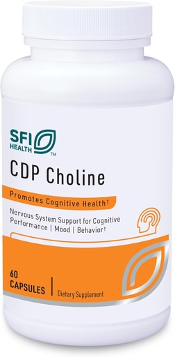 [BRSWIEAEO56Q423A] Klaire Labs SFI Health CDP Choline 250mg - Suplementos de línea libre de soja - Cognizin Citicoline para ayudar a apoyar la memoria, enfoque &amp; atención - Forma activa biodisponible, hipoalergénico (60 cápsulas)