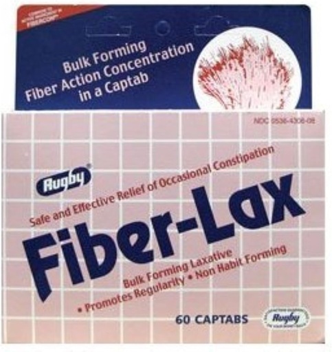 [BRSWIYQYOQPBQ3I5] Rugby Fiber-Lax Polycarbo, 500 mg, 60 Cap Tabs