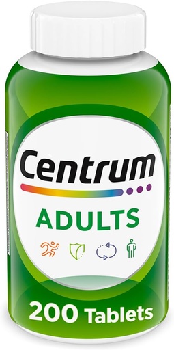 [BRSW2EA7DIIGGAL7] Centrum Adult Multivitamin/Multimineral Supplement with Antioxidants, Zinc, Vitamin D3 and B Vitamins, Gluten Free, Non-GMO Ingredients - 200 Count