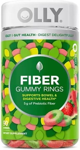 [BRSROH3RAR4A423H] OLLY Fiber Gummy Rings, 5g Prebiotic Fiber, FOS (Fructo-oligosaccharides), Digestive Support, Berry Melon