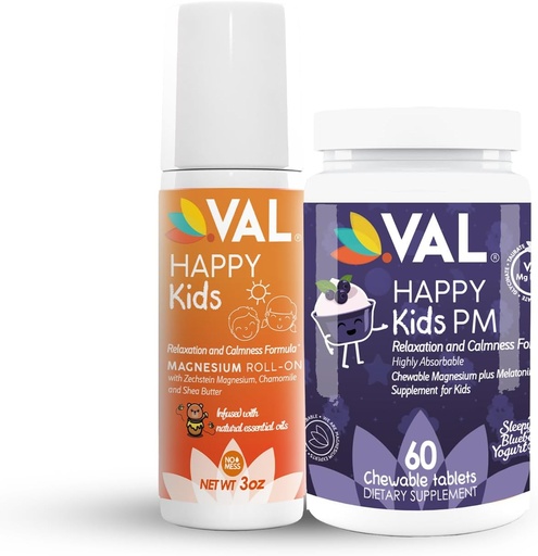 [BRSROA32OJ7BYE3V] VAL Kids Bedtime Wellness Bundle: Melatoniin Chews & Magnesium Roll-on
