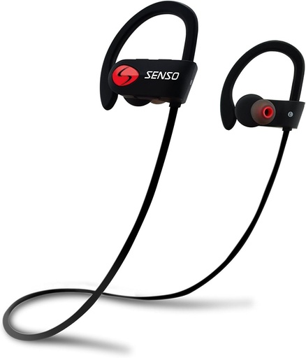 [BRSWKFLRBEDGCHY7] Senso Bluetooth Headphones, Best Wireless Sports Earbuds w/Mic IPX7 Waterproof HD Stereo Sweatproof Earphones for Gym Running Workout Noise Cancelling Earphones Earbuds Noise Cancelling Headsets