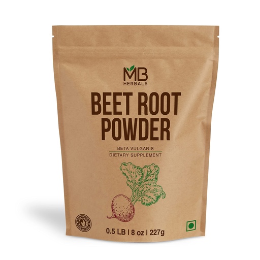 [BRSWYHQ7DMPAA2TO] MB Herbals Beetroot Powder 8 oz (1/2 lb) | Non-GMO, Gluten-Free, Fine Beet Root Powder for Smoothies, Shakes & Baking | Vegan-Friendly