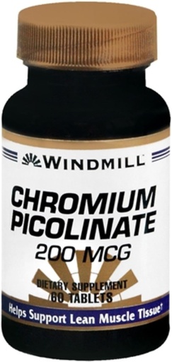[BRSWKGYIBJ4WI2TG] Windmill Chromium Picolinate 200 mcg Tablets 60 Tablets (Pack of 4)