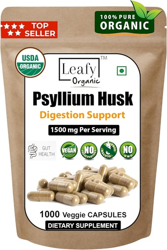 [BRSROCAZB4PRGYDO] Psyllium Husk 1500mg zerbitzatu bakoitzeko, 1000 kapsula - Indarra bikoitza - Premium Psyllium Fiber gehigarria - Digestio eta erregulartasunerako bikaina -% 100 zuntz natural disolbagarria