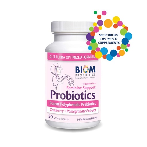 [BRSWGBI2OBYBS3I3] Biom Complete Feminine Balance Women's Daily Probiotics + Prebiotics with Organic Cranberry & Pomegranate with Lactobacillus crispatus, Gluten &, Dairy-Free. 30 Servings