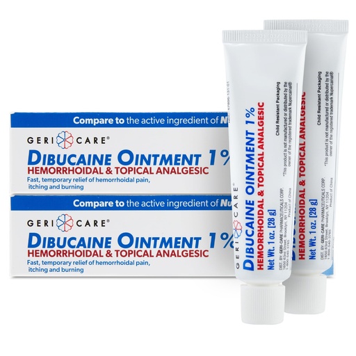 [BRSW2ZTQC4DWAG3O] GeriCare Dibucaine Hemorroid Ointment 1% Pain-Relief Hemorrhoid Cream |Hemorroidal & Topical Analgesic| Quick Relief from Burning & Itching | Fast-Acting External Hemorrhoid Treatment 1oz (2 Pack)