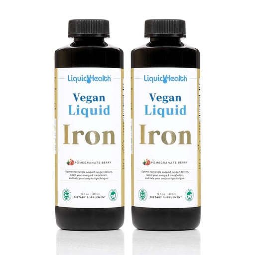 [BRSROFD5PIIWACYZ] LIQUIDHEALTH Vegan Liquid Iron Supplement with SunActive & Ferrochel Fe - Natural Energy, Immune System & Metabolic Support, Increase Mental Clarity, Prenatal/Postnatal - USA Made, Non-GMO (2 Pack)