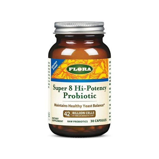 [BRSWIY3ZAYGAGDAZ] Flora Super 8 Hi Potency Probiotics 30 Count - Healthy Yeast Balance & Digestive Health - for Men & Women - 42 Billion CFU, Raw, Gluten Free - Up to 1 Month Supply