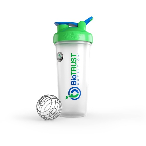 [BRSRMHA2DF6WEAYY] BioTrust BlenderBottle Classic Shaker Bottle, 28-Ounce with loop, Clear/Green