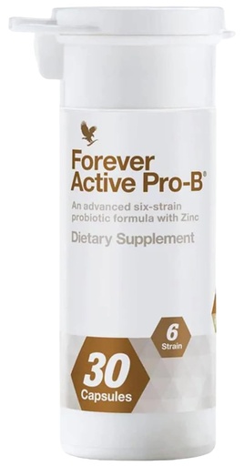 [BRSWYZABO55RG33F] Forever Living - Active Pro-B - Advanced Probiotic with 8 Billion CFU and 6 Synergistic Strains - Soy and Gluten-Free - 30 Capsules