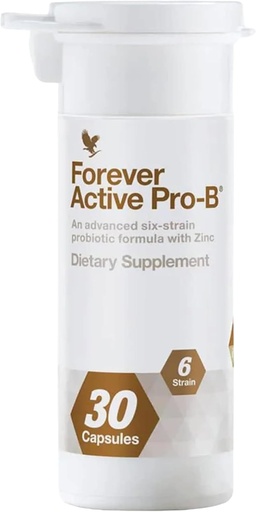 [BRSWYZABO55RG33F] Forever Living - Active Pro-B - Advanced Probiotic with 8 Billion CFU and 6 Synergistic Strains - Soy and Gluten-Free - 30 Capsules