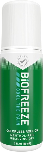 [BRSWIZ37CMNR6E3E] Biofreeze Roll On Pain Relief for Knee, Neck, Hip, Joint, Shoulder, & Simple Backache, Arthritis Pain Reliever, Cooling Sore Muscle Relief, FSA Eligible, Menthol Gel 3 Fl Oz