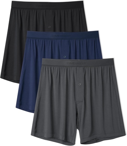[BRSRAYIFPMCQODYV] DAVID ARCHY Ultra Soft Modal Underwear Mens Boxer Shorts Loose Breathable Boxers for Men Pack