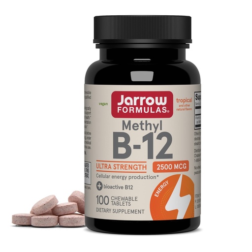 [BRSWIBAMPIFW2EDE] Jarrow Formulas Methyl Vitamin B12 2500 mcg, 100 Chewable Tablets, Tropical Flavored- Bioactive B12 Vitamin - Supports Cellular Energy Production, Brain Health & Metabolism - 100 Servings