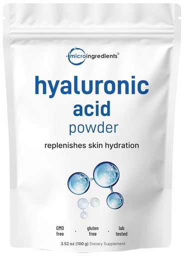 [BRSWKFQZCR6BO3D2] Hyaluronic Acid Serum Powder, 100 Grams | Low Molecular Weight, Cosmetics Grade | Skin Hydration and Moisture Support Supplements | Vegan, Water Soluble (Within 2 Hours)
