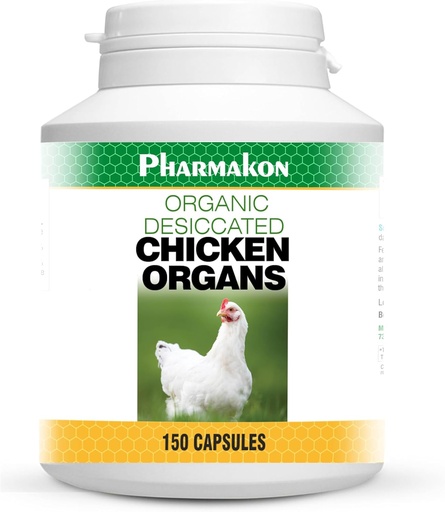 [BRSRAHYYOZ7R423B] Desiccated Chicken Organs, 150 Capsules, Liver, Hearth and Spleen.