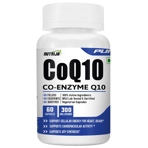 [BRSWGAIEBUHQA2TL] NutriJa CoQ10 (Co-Enzyme Q10) 300mg - 60 Veg Capsules | With Bioperine for Enhanced Absorption | Heart & Brain Health Support | Pure Co-Enzyme Q10