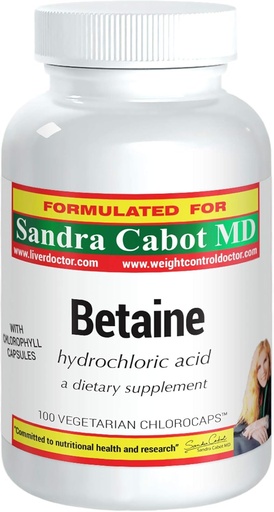 [BRSWIGILPJ6BY2Y3] Pure Betaine HCL Supplement Capsules - Betaine HCL 100 Chlorocaps
