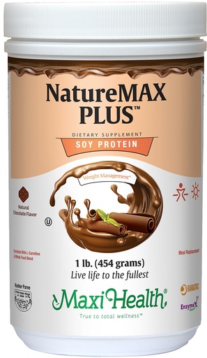 [BRSWIYAKCUOQ2E3E] Maxi-Health NatureMAX Plus Energy Support Drink Soy Protein Powder - Sugar Free Diet Supplement - 20g Protein Per Serving - Natural Chocolate Flavor - Kosher Vitamin - 1lb