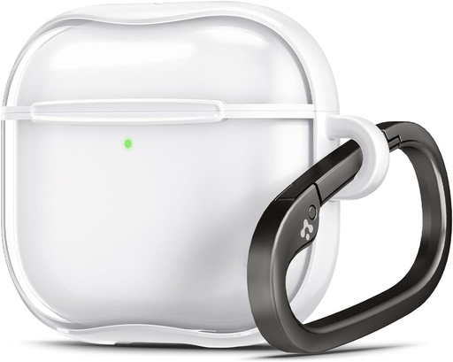 [BRSRAEINCBYB4DT7] Spigen Ultra Hybrid Designed AirPods 4 Case (2024) Anti-Yellowing Clear Cover with Carabiner Key Chain - Jet White