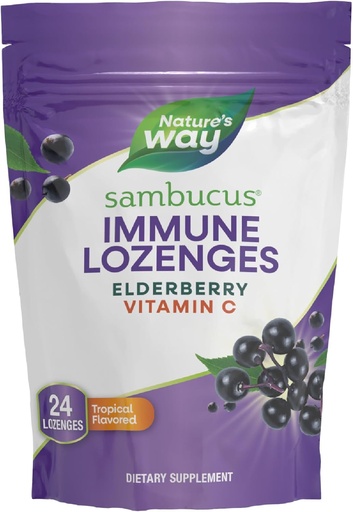 [BRSWGCAOAV4GEHT2] Nature’s Way Sambucus Immune Lozenges, High Potency Vitamin C, Elderberry, 24 Tropical Flavored Lozenges (Packaging May Vary)